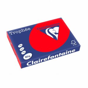 Clairefontaine Trophee Ramette de 500 feuilles papier couleur 80 g A3 Rouge corail