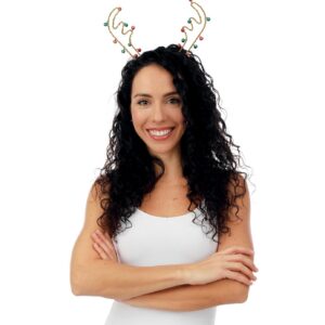 P'TIT CLOWN - Serre-tête Noël Adulte - Bandeau de Noel - Renne, Guirlande, Flocons de Neige, Bonhomme Pain d'Épices - Accessoire Déguisement Fête Christmas, Xmas (Renne minimaliste avec grelots)