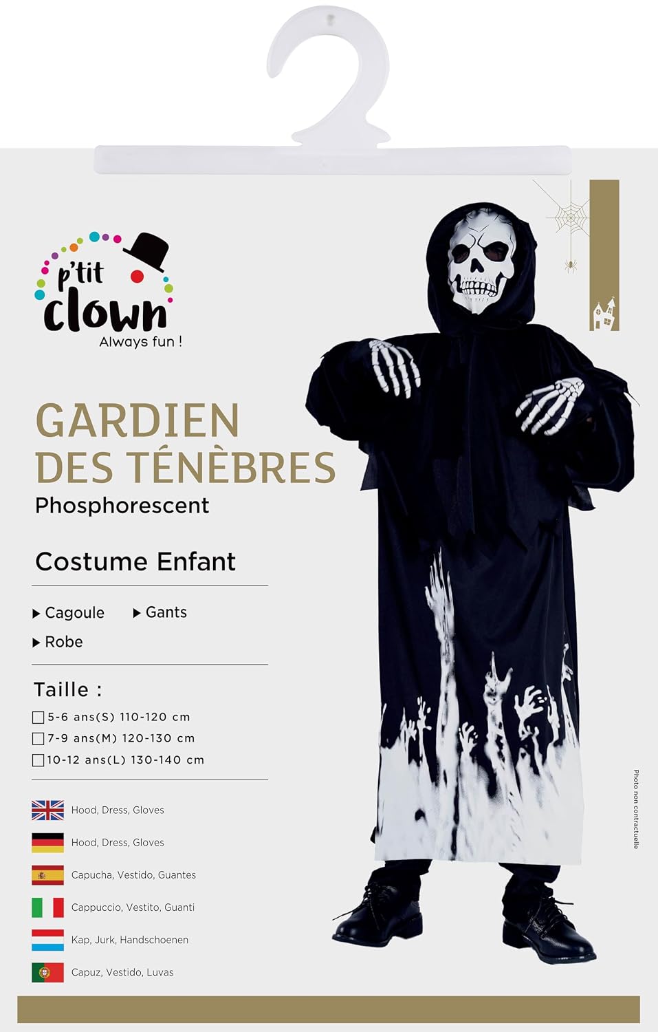 PTIT CLOWN — Déguisement Enfant Squelette Phosphorescent – Image 4