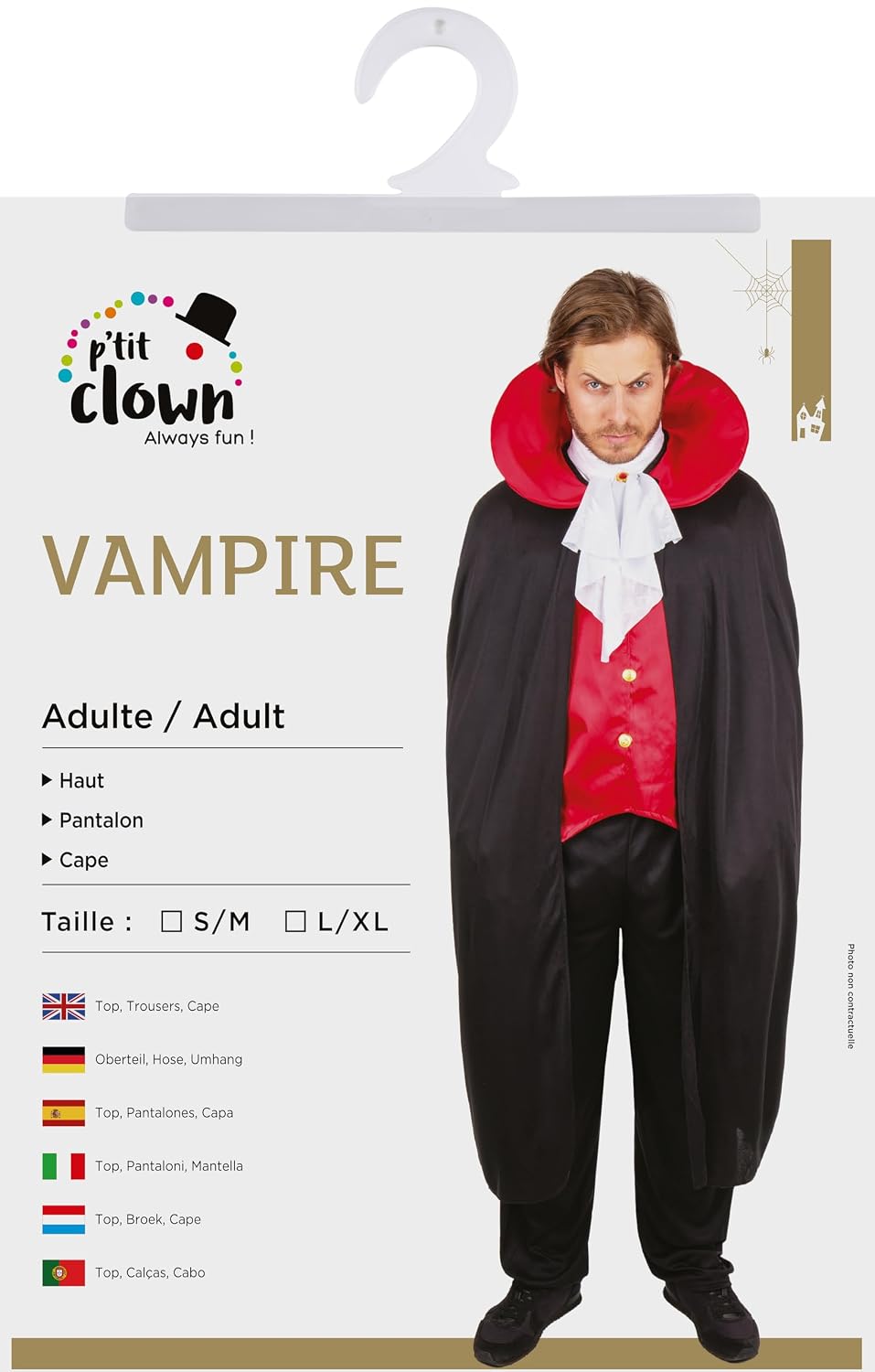 P'TIT CLOWN — Déguisement Vampire Homme Taille S/M – Image 4