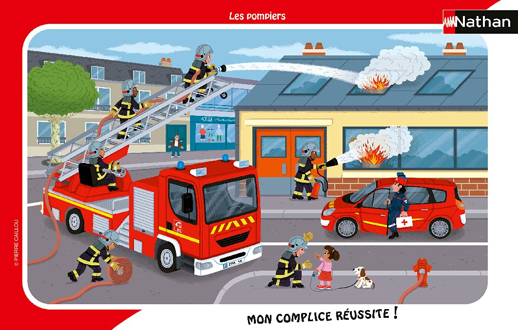 Nathan - Puzzle enfants - Cadre 15 pièces - Les pompiers - Fille ou garçon dès 3 ans - Puzzle de qualité supérieure - Carton épais et résistant - Quotidien et Travail - 86138