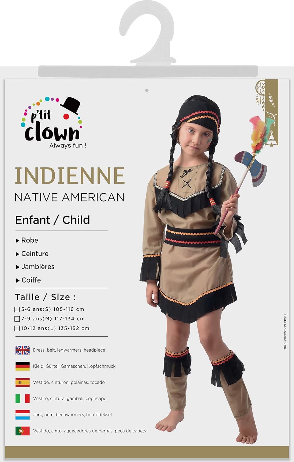 P'TIT CLOWN — Déguisement enfant indienne luxe 10/12 ans – Image 4