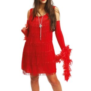 P'TIT CLOWN - 90265 - Déguisement Adulte Robe Charleston Femme - Garçonne, Années 20, Vintage, Flapper - Carnaval, Nouvel An, Fêtes Costumées et Évènements à Thème - Polyester - Rouge - Taille S/M