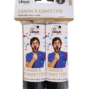 P'TIT CLOWN - 28014 - Canon à Confettis Papier Bleu Blanc Rouge - Lot de 2 - Parfaits pour Supporter la France Lors des Célébrations et Événements Sportifs - 11 cm