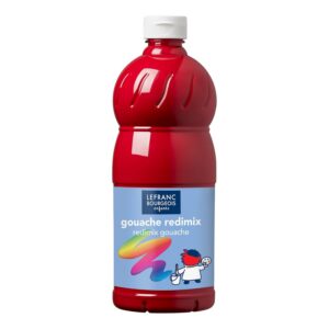 Lefranc Bourgeois - Gouache liquide Redimix pour enfants - Bouteille 1L - Rouge primaire
