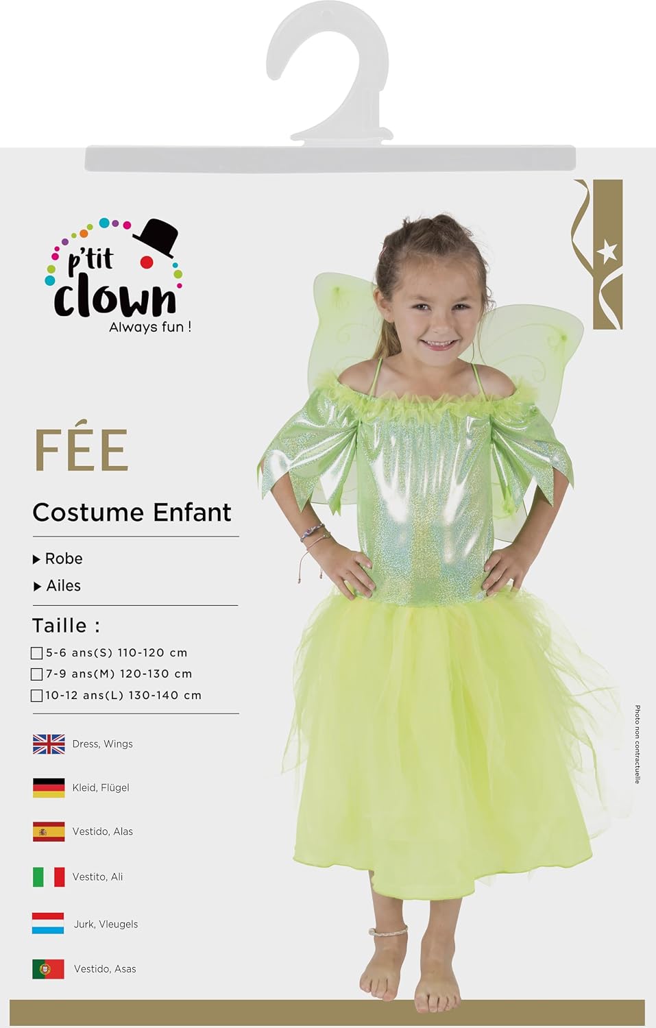 P'TIT CLOWN — Déguisement enfant Fée verte 5/6 ans – Image 4