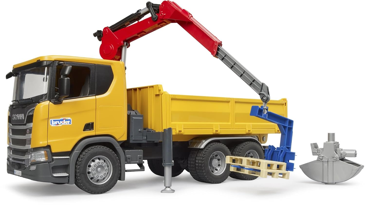 BRUDER Scania — Camion de chantier avec grue et 2 palettes – Image 5