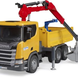 Alternative view of BRUDER Scania — Camion de chantier avec grue et 2 palettes