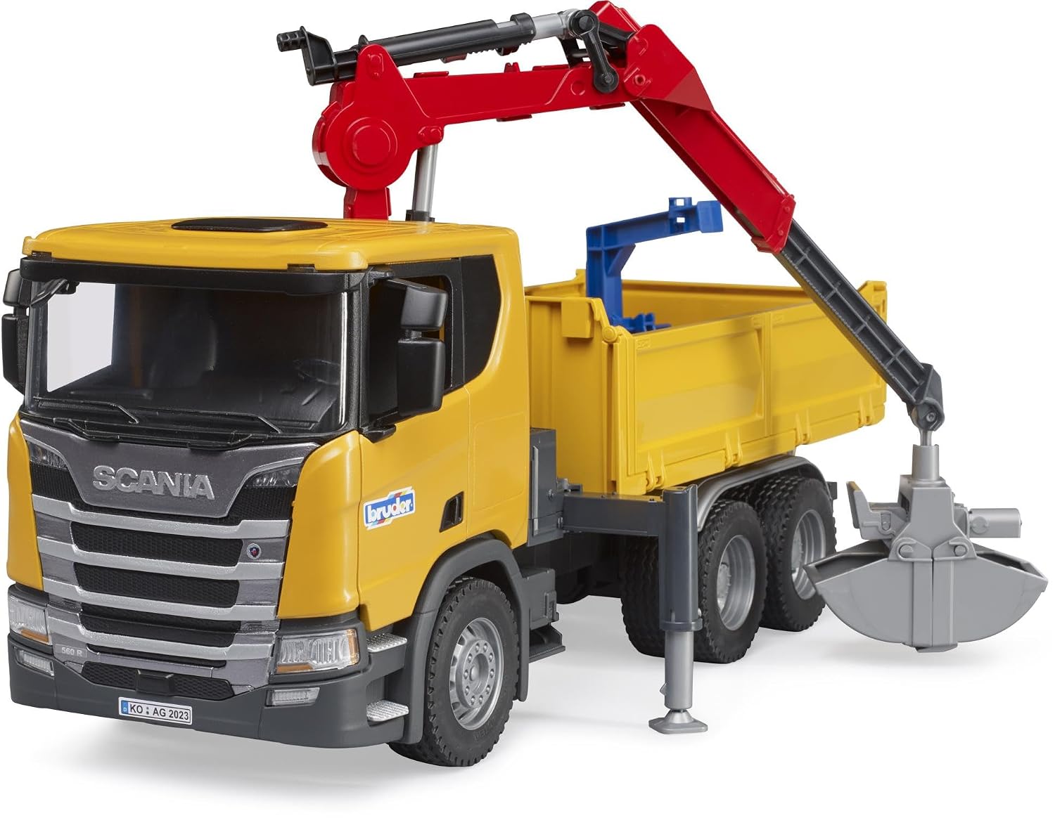 BRUDER Scania — Camion de chantier avec grue et 2 palettes – Image 2