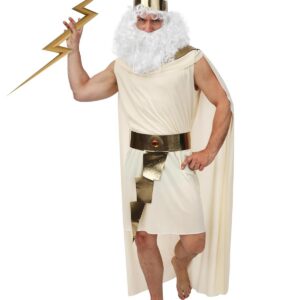 P'TIT CLOWN - Déguisement Zeus Adulte - Costume Dieu Grec pour Homme - Tenue Carnaval, Halloween, Cosplay, Fête Costumée, Évènement à Thème - Blanc