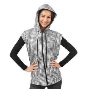 P’TIT CLOWN - Gilet Disco à Capuche Adulte - Déguisement Rétro Années 70 & 80 - Tenue Carnaval, Cosplay, Soirée à Thème, Festival, Fête Costumée (Argent, L-XL)