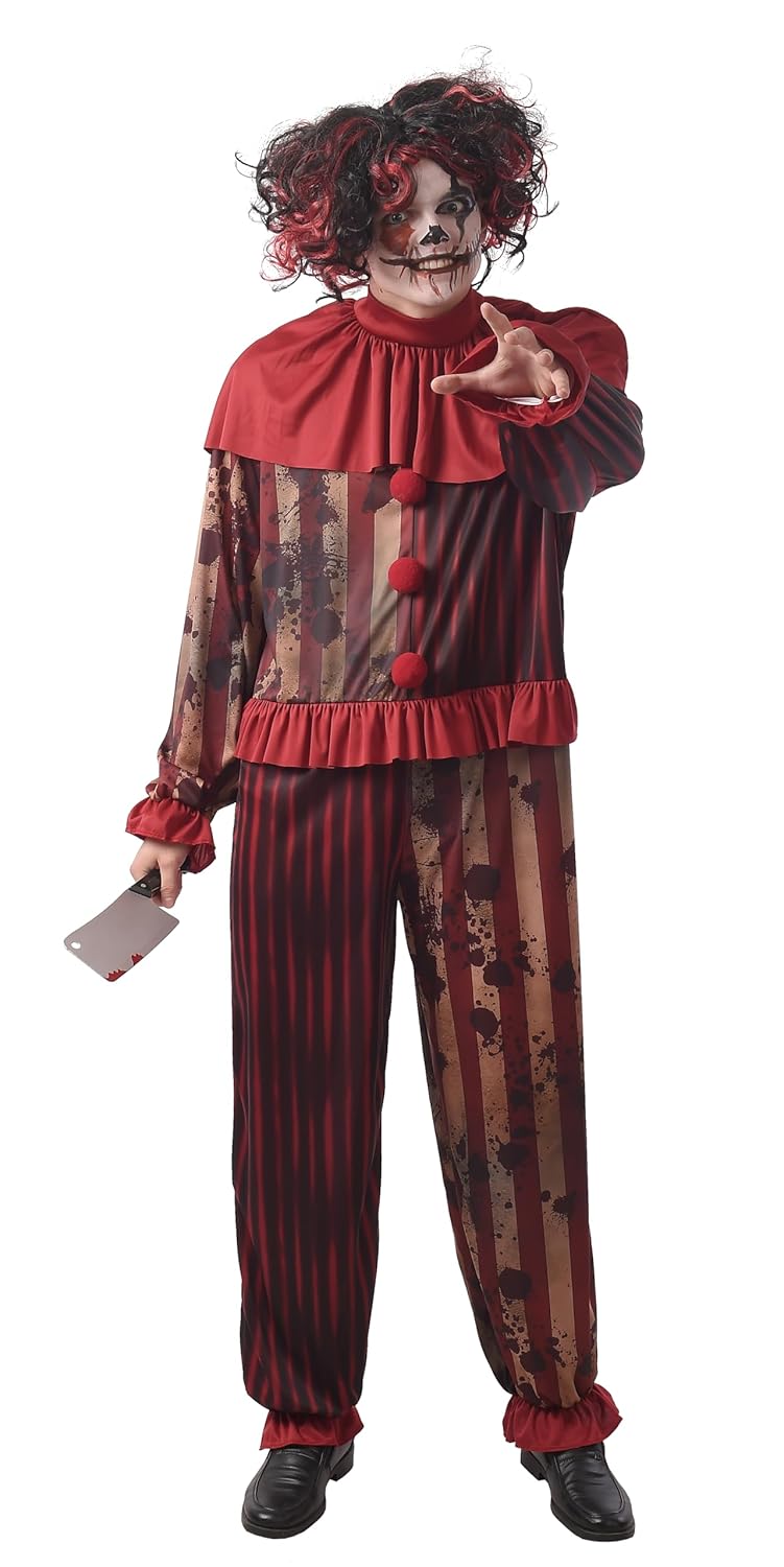 P'TIT CLOWN - Costume Clown Diabolique - Déguisement Adulte Parfait pour Halloween, Fêtes Costumées et Évènements à Thème (Homme, L-XL)