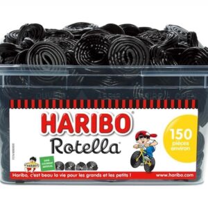 HARIBO - Rotella - Bonbons Réglisse - Sans Colorants Artificiels & Sans Gélatine - Boîte De 150 Bonbons