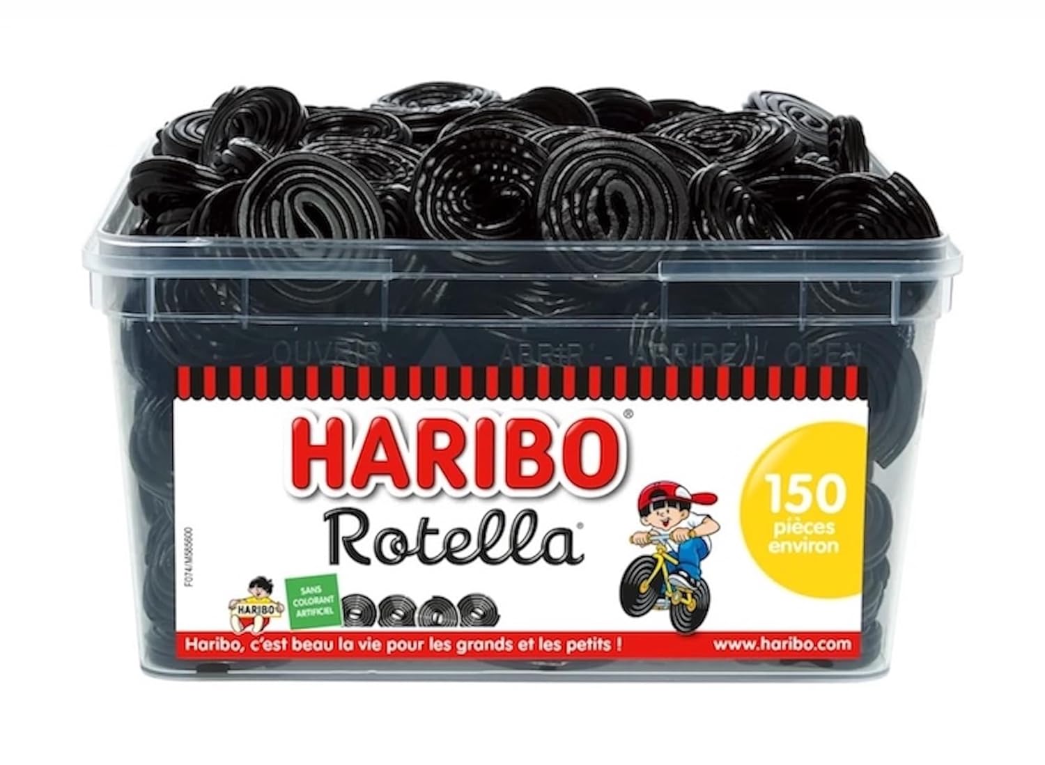 HARIBO - Rotella - Bonbons Réglisse - Sans Colorants Artificiels & Sans Gélatine - Boîte De 150 Bonbons