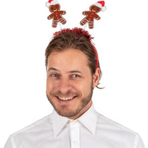 P'TIT CLOWN - Serre-tête Noël Adulte - Bandeau de Noel - Renne, Guirlande, Flocons de Neige, Bonhomme Pain d'Épices - Accessoire Déguisement, Costume Fête Christmas, Xmas (Bonhomme de pain d'épices)