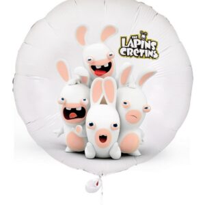 P’TIT CLOWN - Accessoires Décoration d’Anniversaire Enfant - Lapins Crétins™ - Licence Officielle - Assiettes, Gobelets, Serviettes, Confettis, Sachets, Cartes d’Invitation (Ballon aluminium - Ø 8 cm)