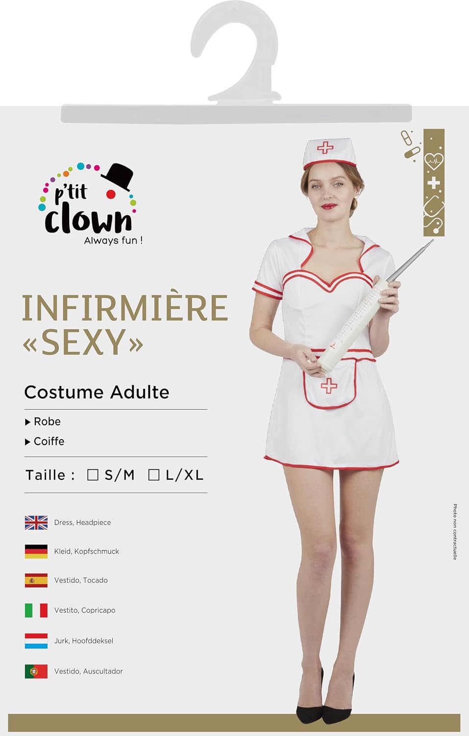P'TIT CLOWN — Costume d'Infirmière Sexy Adulte S/M – Image 4