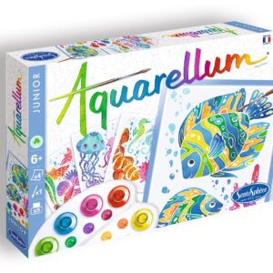 SentoSphère - AQUARELLUM JUNIOR - AQUARIUM - Kit peinture - Peinture Aquarellable Magique - A partir de 6 ans - fabriqué en France, Ensemble de 12 pièces