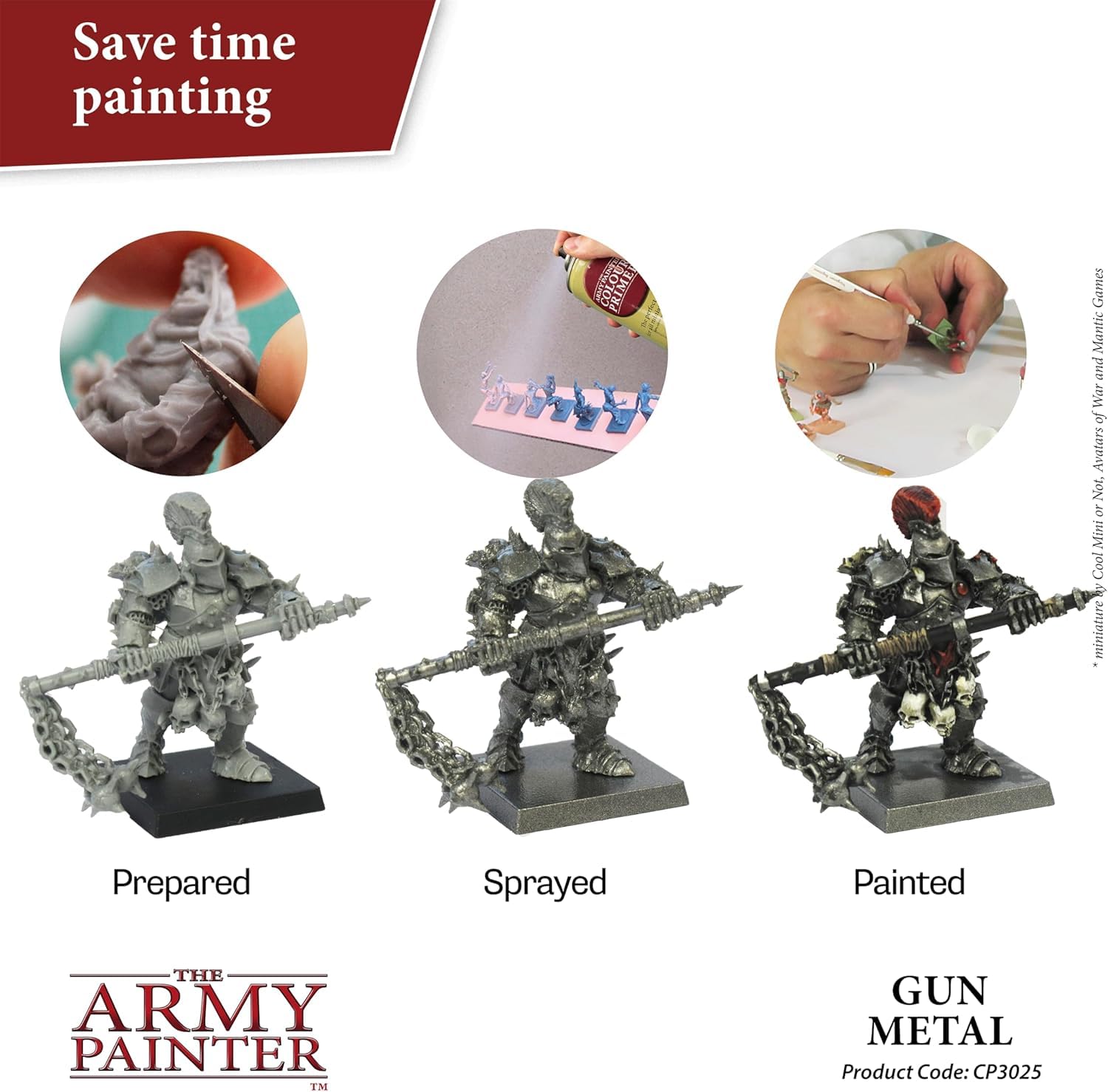 THE ARMY PAINTER Colour Primer Gun Metal — Spray acrylique 400 ml – Image 3