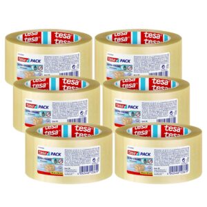 Tesa tesapack Ultra Strong - Ruban Adhésif d'Emballage en PVC Solide et Sécurisé - Transparent - 65 m x 50 mm, Lot de 6