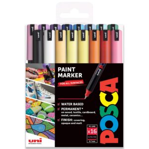 Posca - PC-1MR Lot de 16 marqueurs de peinture artistique – Dans une pochette en plastique – Kit de démarrage