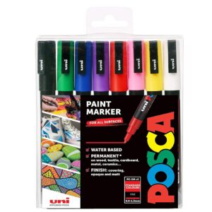 Posca 153544842 Lot de 8 Marqueurs peinture avec encre à base d'eau et pointe ogive, 1.5 mm