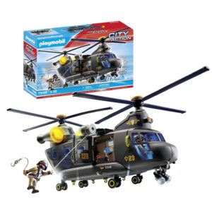 Playmobil 71149 Hélicoptère de Transport des Forces spéciales - City Action - avec Deux Personnages et Un hélicoptère avec Fonctions sonores et Lumineuses - Ville & Métiers - Dès 5 Ans
