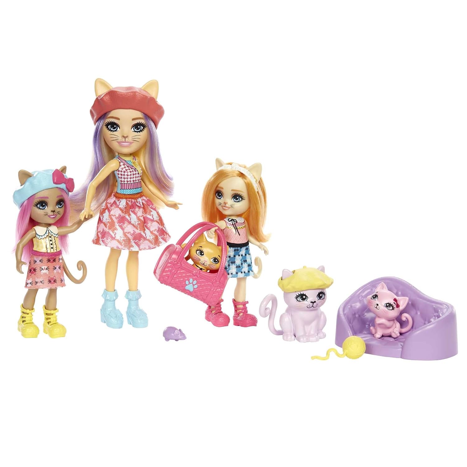 ENCHANTIMALS — Coffret Famille Carmel Chat 3 poupées et chats – Image 2