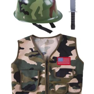 P'TIT CLOWN - Set de Déguisement Enfant - Unisexe - Parfait pour Costume Carnaval, Halloween, Cosplay, Fête Costumée - Taille Unique (Set militaire)