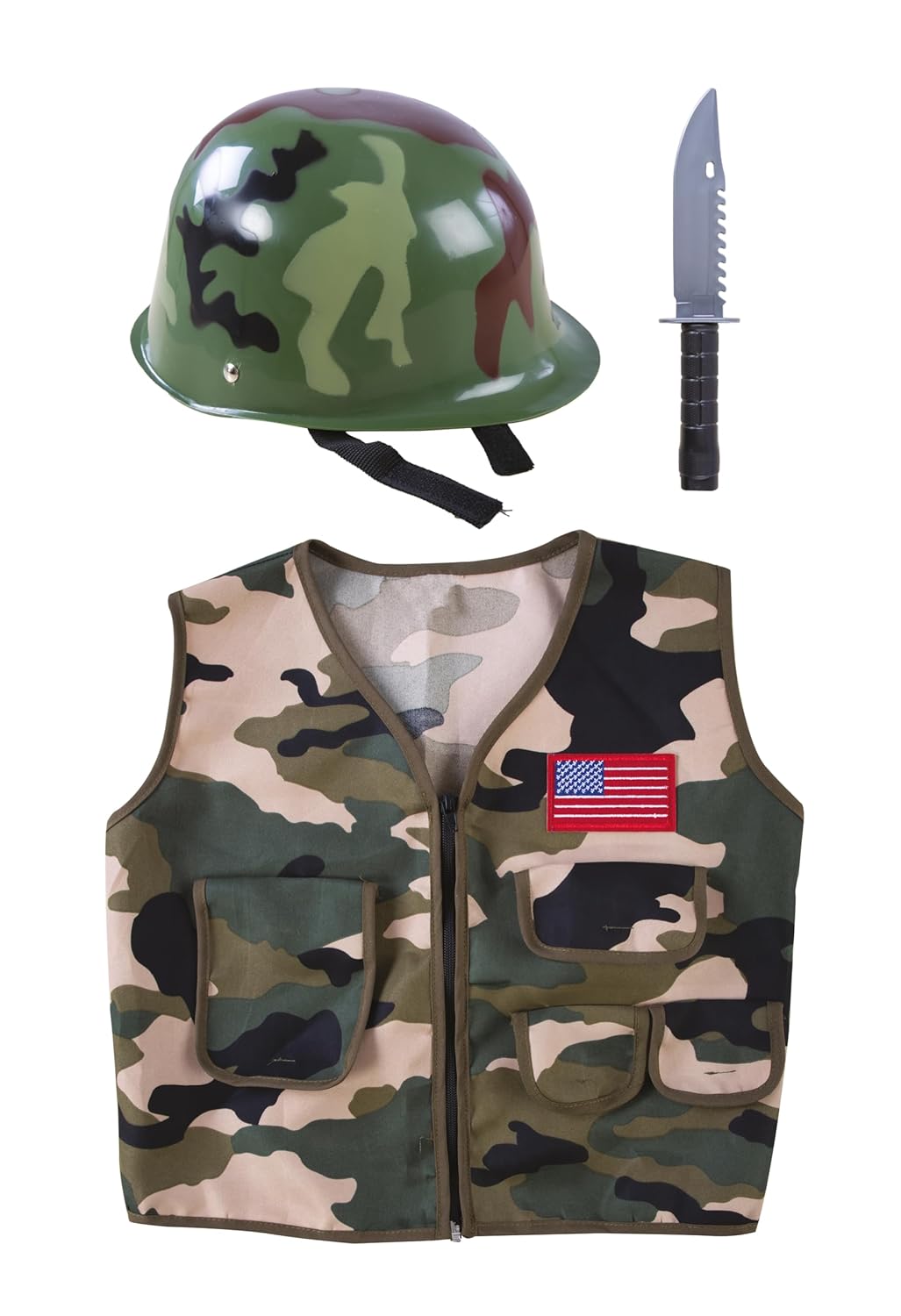 P'TIT CLOWN - Set de Déguisement Enfant - Unisexe - Parfait pour Costume Carnaval, Halloween, Cosplay, Fête Costumée - Taille Unique (Set militaire)