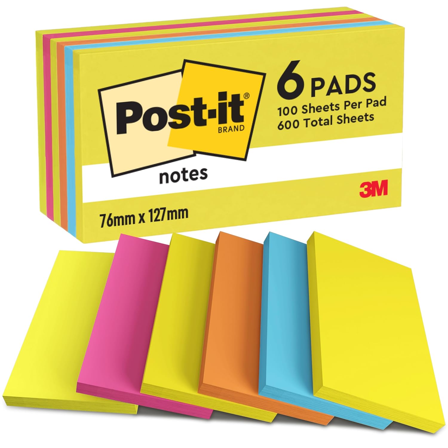 POST-IT — Notes autocollantes 6 blocs 76 x 127 mm
