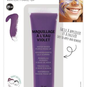P'TIT CLOWN - Fard à l'Eau avec Pinceau - Maquillage Déguisement - Make-up - Adulte - Peinture Visage - Lavable - Non Toxique - Halloween, Carnaval, Anniversaire, Cosplay, Kermesse (Violet)