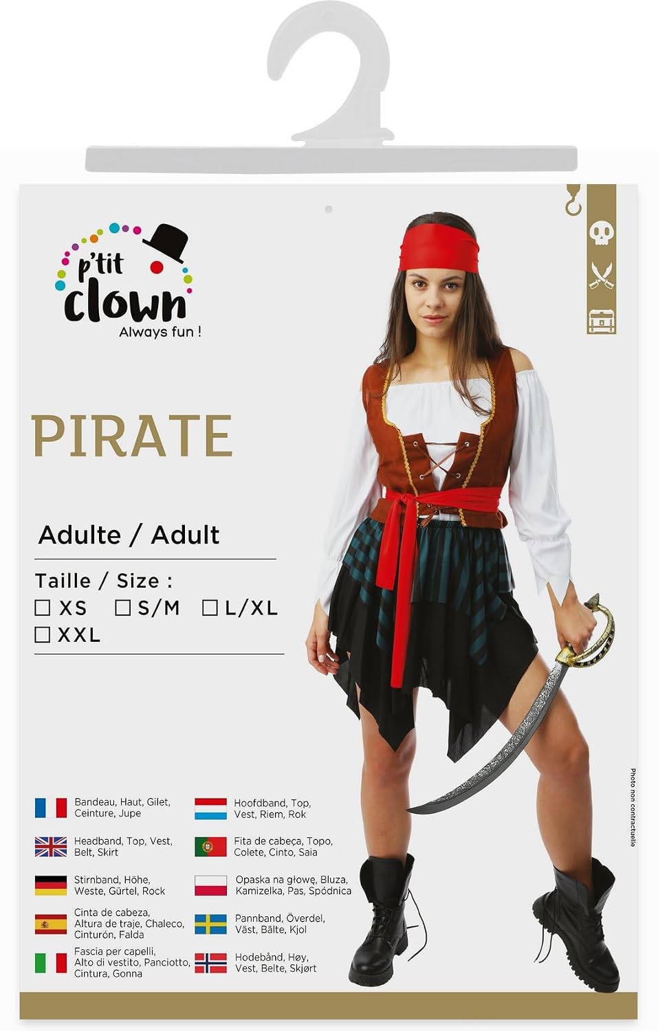 P’TIT CLOWN — Costume de Pirate Femme XS – Image 4