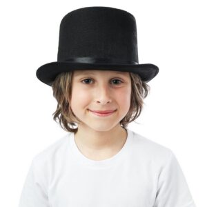 P'TIT CLOWN - Chapeau Feutre Enfant - Unisexe - Accessoire Déguisement, Costume Carnaval, Cosplay, Fête Costumée, Spectacle (Chapeau feutre haut de forme noir)