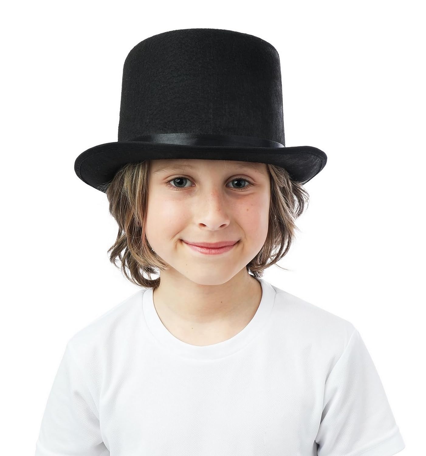 P'TIT CLOWN - Chapeau Feutre Enfant - Unisexe - Accessoire Déguisement, Costume Carnaval, Cosplay, Fête Costumée, Spectacle (Chapeau feutre haut de forme noir)