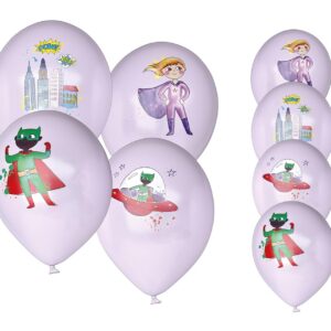 P'tit Clown CAM ET LEON - Accessoires Décoration d’Anniversaire Enfant - Thème Super Héros - Assiettes, Gobelets, Serviettes, Confettis, Sachets, Cartes d’Invitation (Ballon - Ø 8 cm - x8)