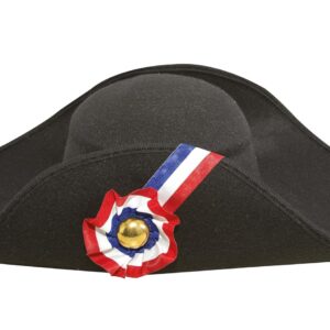 P'TIT CLOWN - 92571 - Chapeau Imitation Laine Napoléon Adulte - Accessoire de Déguisement - Pour Carnaval, Fêtes à Thèmes, Halloween, Soirées Costumées, Nouvel An, Cosplay - Taille Unique - Noir