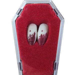 P'tit Clown - Fausse Canine de Vampire en Plastique Rigide - Accessoire Parfait pour Déguisement Halloween, Parfait pour Cosplay, Soirées à Thème et Effet Terrifiant Réaliste (Blanc, Rouge)