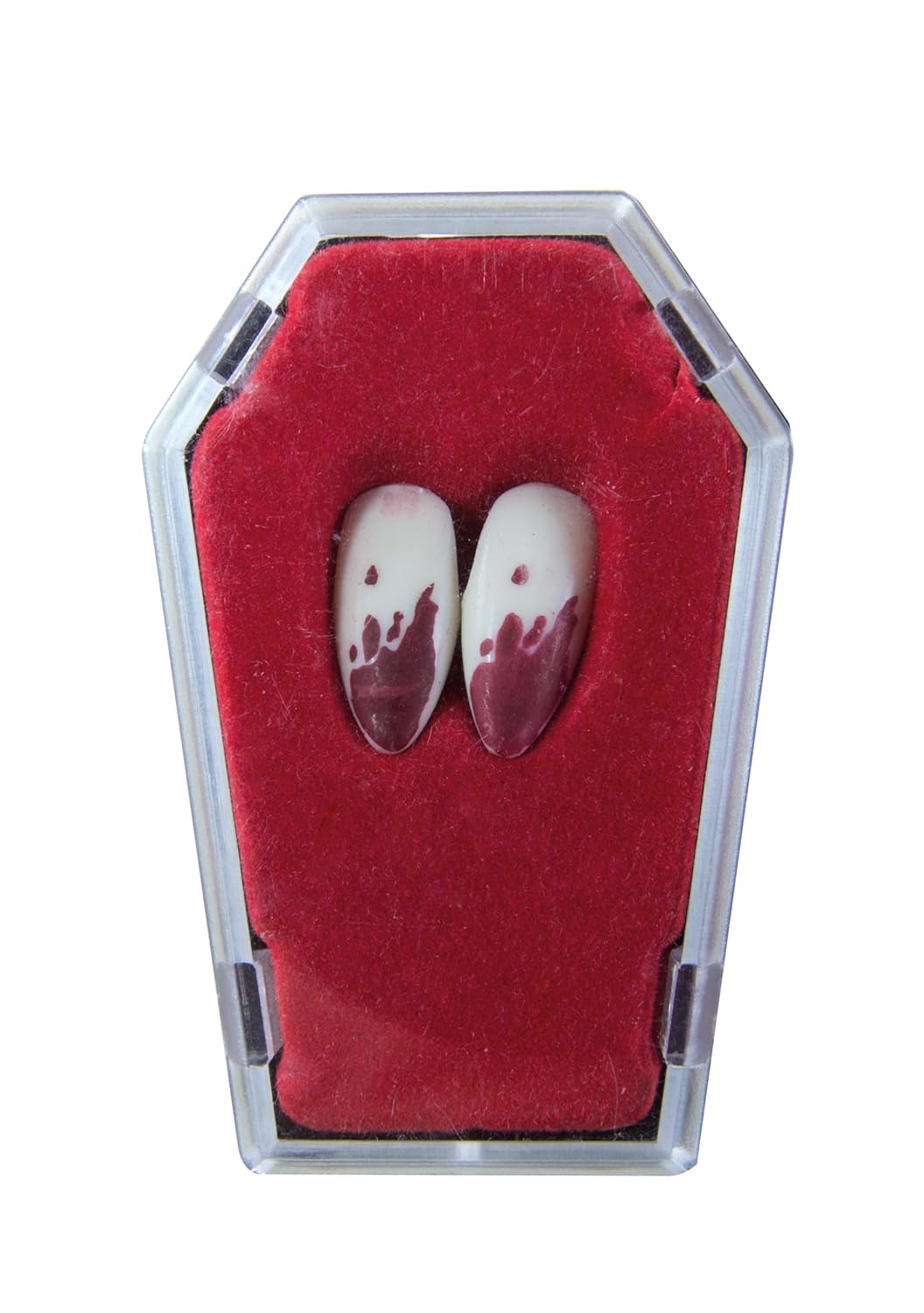 P'tit Clown - Fausse Canine de Vampire en Plastique Rigide - Accessoire Parfait pour Déguisement Halloween, Parfait pour Cosplay, Soirées à Thème et Effet Terrifiant Réaliste (Blanc, Rouge)