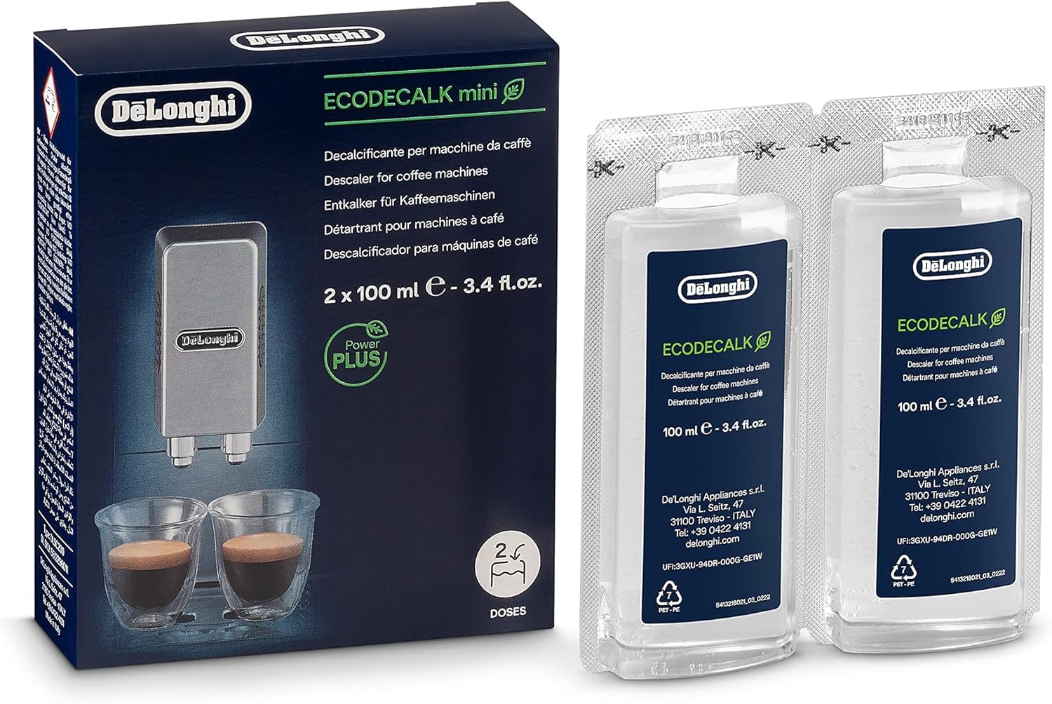 DelONGHI 5513296011 ECODECALK MINI Détartrant cafetière, 2 x 100 ml