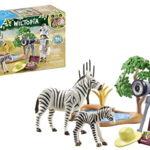 Playmobil 71295 Photographe avec déguisement et zèbres - Wiltopia - avec Un Personnage et Deux zèbres - Gamme Wiltopia avec Plus de 80% de matériaux recyclés ou biosourcés en Moyenne - Dès 4 Ans