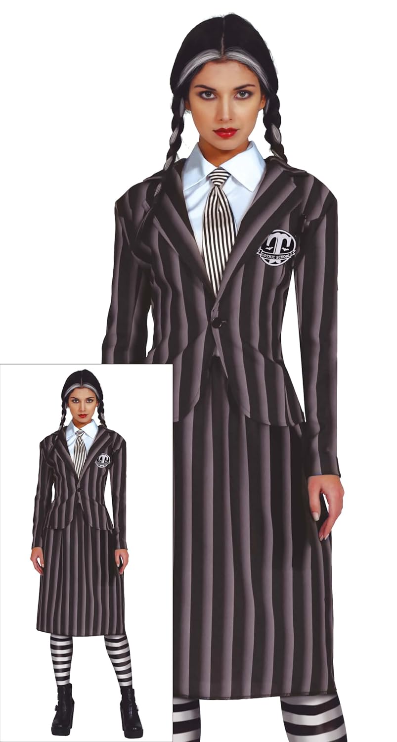 FIESTAS GUIRCA Fille de Famille Gothique Uniforme Scolaire - Déguisement d'Halloween Femme Taille 42-44 L