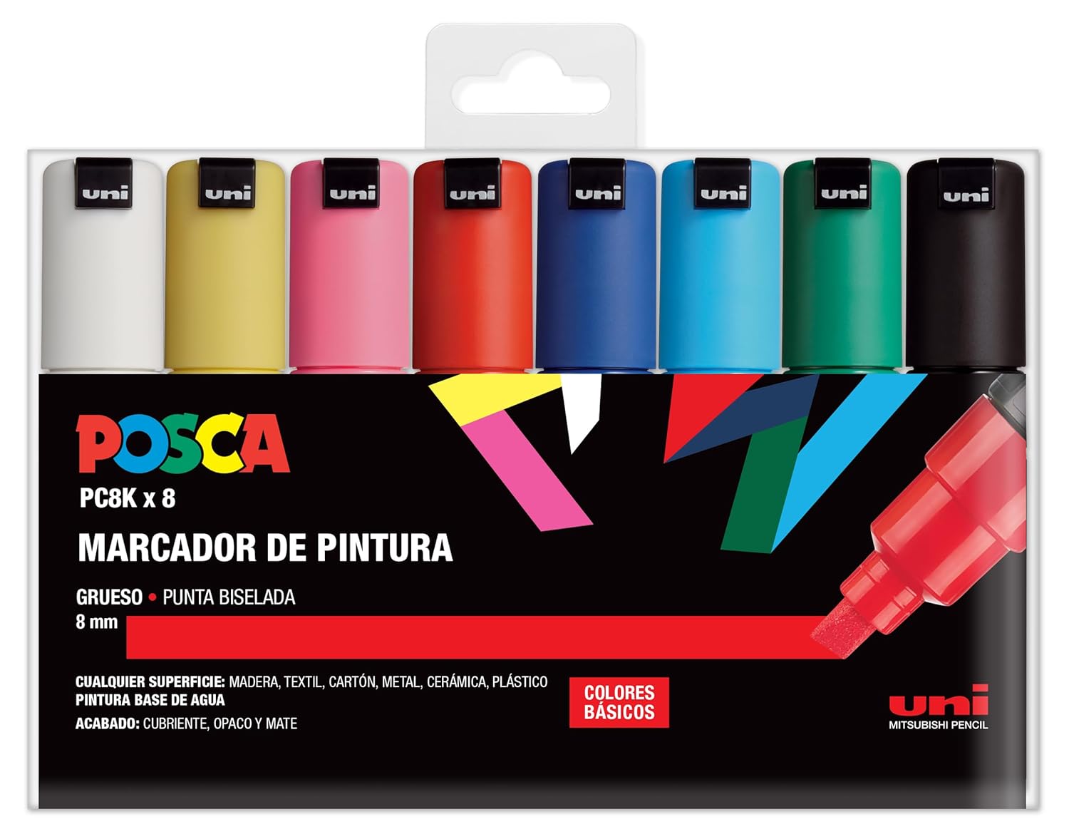 UNI Posca Set PC 8K Basic - Pack de 8 feutres