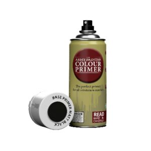 The Army Painter, Colour Primer Matt Black, 400 ml Spray Acrylique Noir Mat, Apprêt pour la Peinture de Figurines Warhammer et Donjon et Dragon