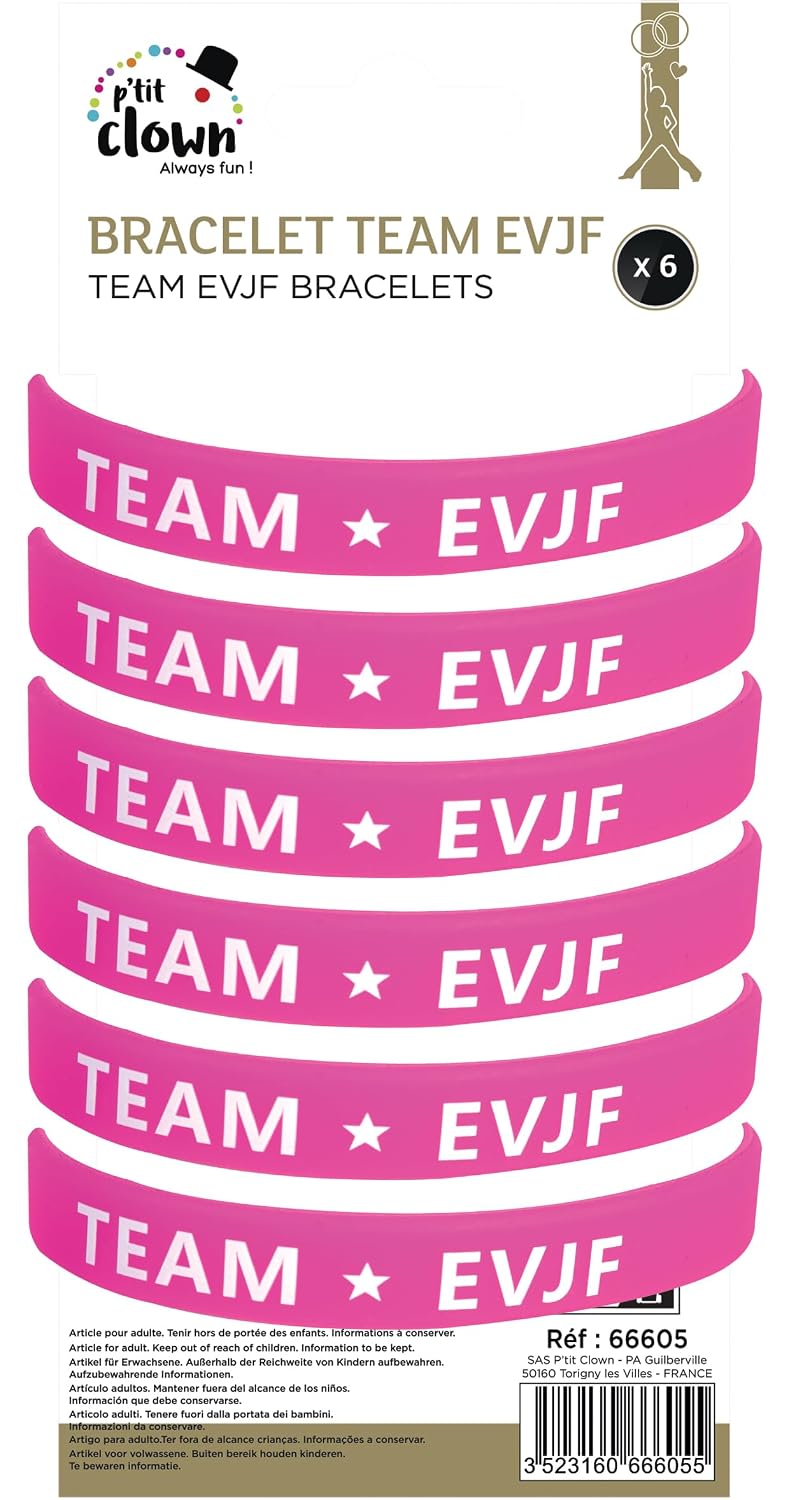P'TIT CLOWN — Lot de 6 Bracelets Team EVG EVJF – Image 2