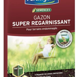 FERTILIGENE REGAR43 - Semences Gazon Super Regarnissant 875 g - Premières pousses en 1 semaine - Regarnit les zones abîmées et comble les trous - Excellence résistance aux piétinements - Pour 43 m²