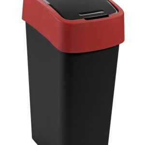Curver | Poubelle Flip Bin 50L 29,4x37,6x65,3 cm Noir/Rouge