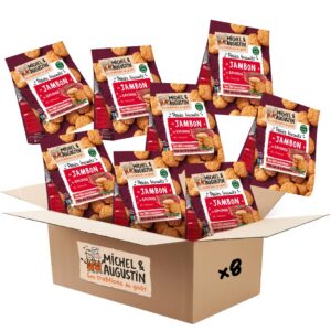 Michel & Augustin – Petits Biscuits Salés au Jambon de Bayonne IGP et Romarin – Biscuits Apéritifs Très Très Croustillants – Fabriqués en France – 90g x 8