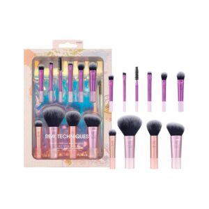 Real Techniques Kit de mini-pinceaux Real Technique Travel Fantasy, pinceaux de maquillage pour fard à paupières, surligneur, contour,ensemble de 11 pièces