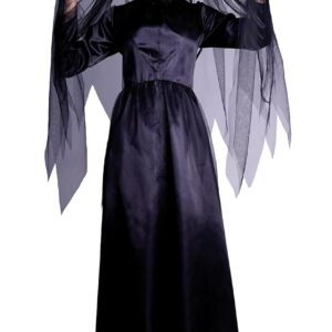 P'TIT CLOWN - Costume Mariée Fantôme - Déguisement Adulte Parfait pour Halloween, Fêtes Costumées et Évènements à Thème - Noir (S-M)